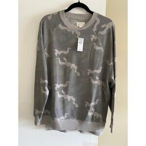 American Eagle AE Fleece Crew Neck Sweatshirt Small Gray Green Camo NWT